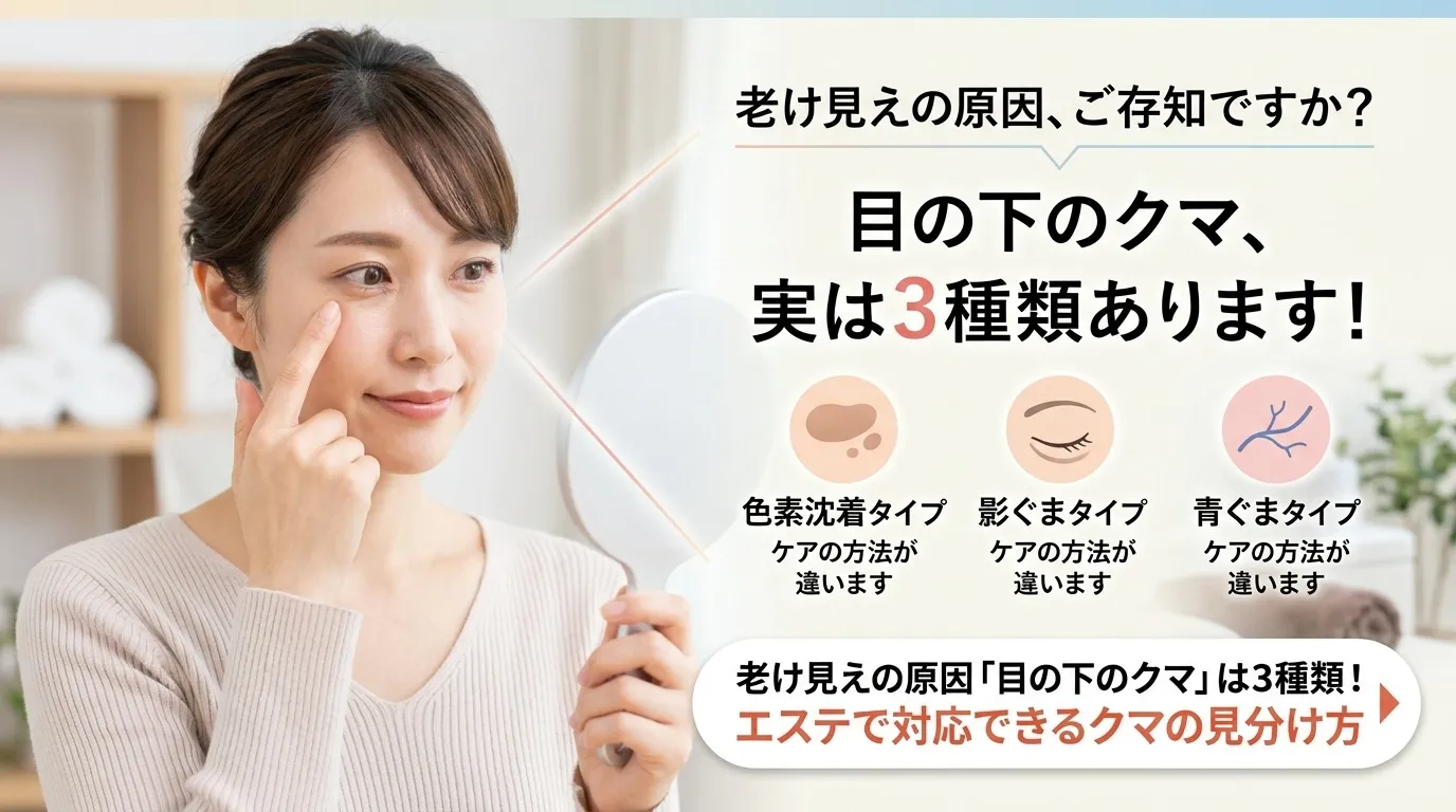 老け見えの原因「目の下のクマ」は3種類！エステで対応できるクマの見分け方